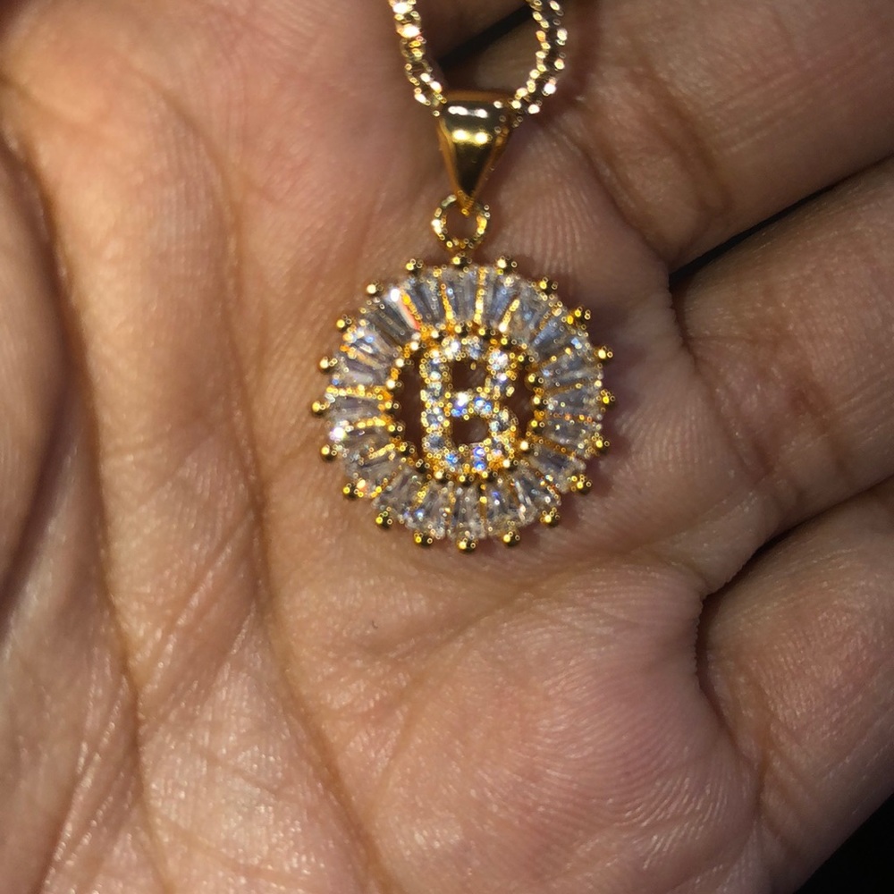 B Initial Gold Plated Necklace